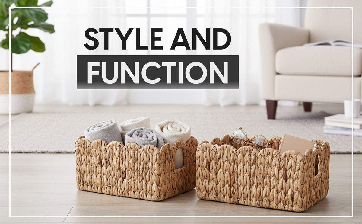 Scalloped Water Hyacinth Basket Set (2 Baskets)