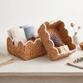 Scalloped Water Hyacinth Basket Set with White Trim (2 Nesting Baskets)