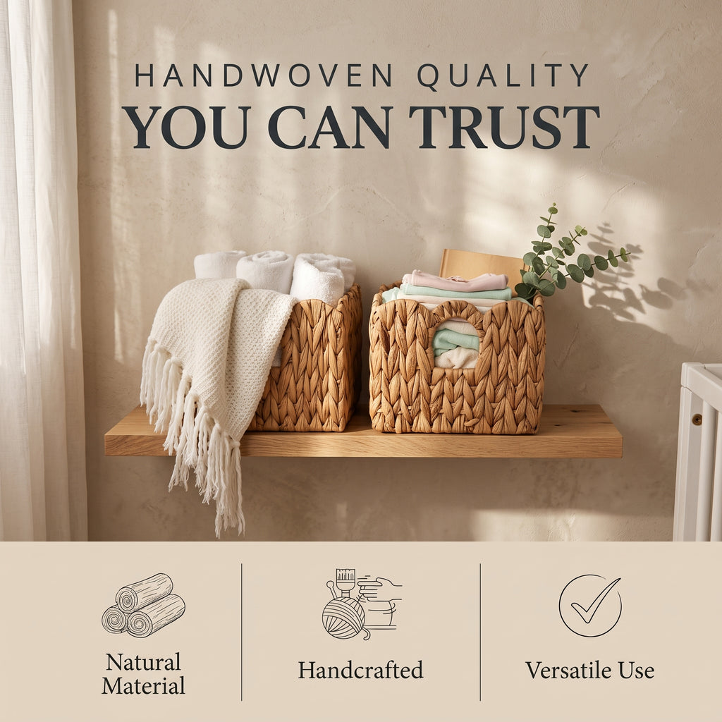Scalloped Water Hyacinth Basket Set (2 Baskets)